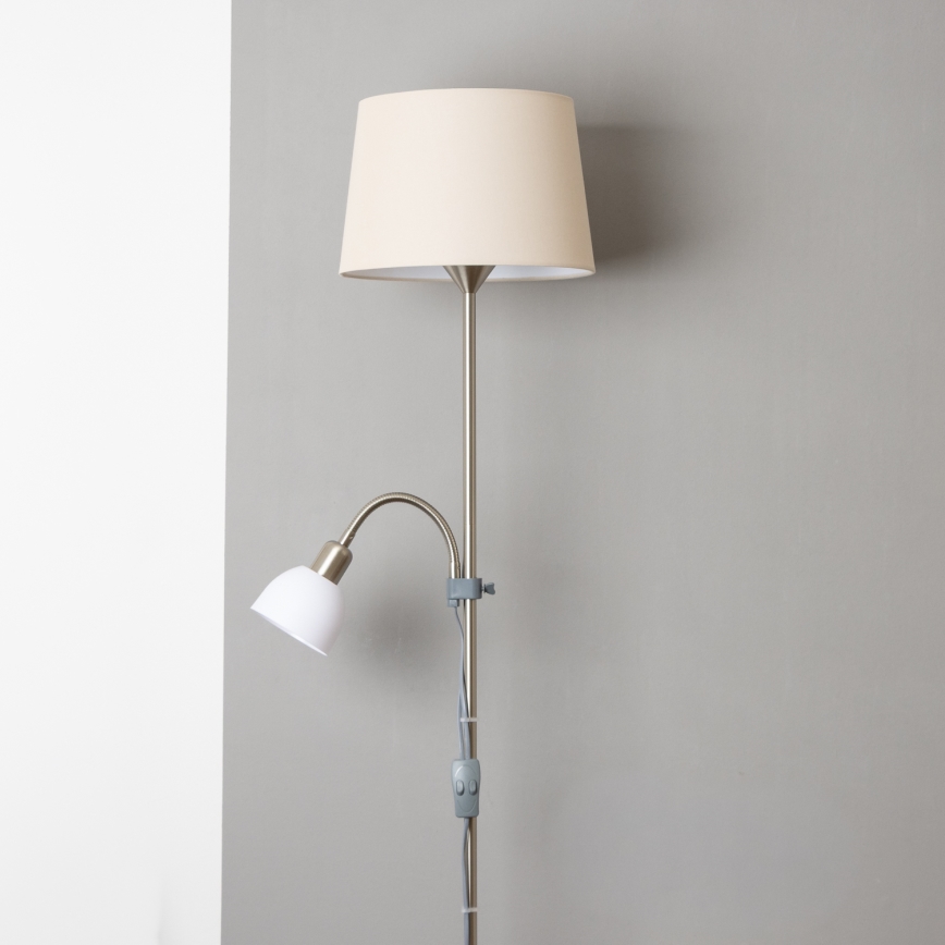 Brilagi - Lampadaire sur pied CERIA 1xE27/100W/230V + 1xE14/25W chrome mat/beige