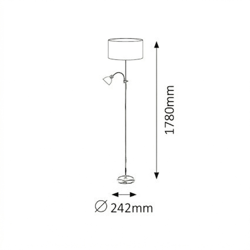 Brilagi - Lampadaire sur pied CERIA 1xE27/100W/230V + 1xE14/25W chrome mat/beige