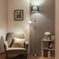 Brilagi - Lampadaire sur pied CERIA 2 en 1 1xE27/100W/230V + 1xE14/25W chrome mat/noir
