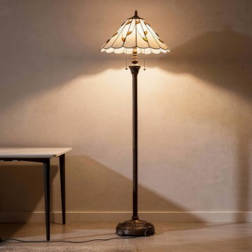 Brilagi - Lampadaire Tiffany en vitrail FOLIA 2xE27/60W/230V