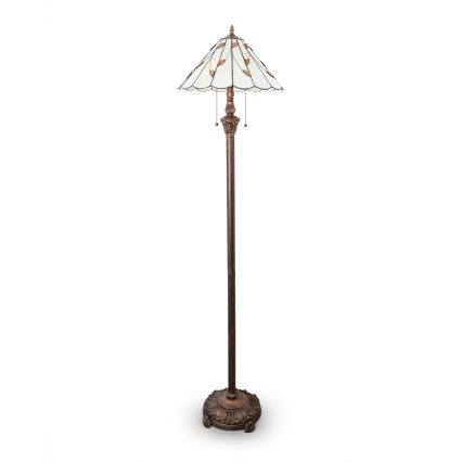 Brilagi - Lampadaire Tiffany en vitrail FOLIA 2xE27/60W/230V