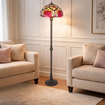 Brilagi - lampadaire Tiffany en vitrail GARLAN 2xE27/60W/230V