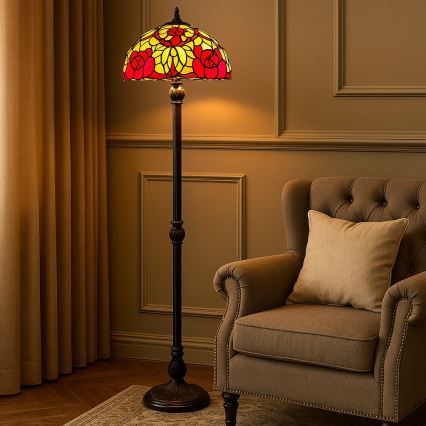 Brilagi - lampadaire Tiffany en vitrail GARLAN 2xE27/60W/230V