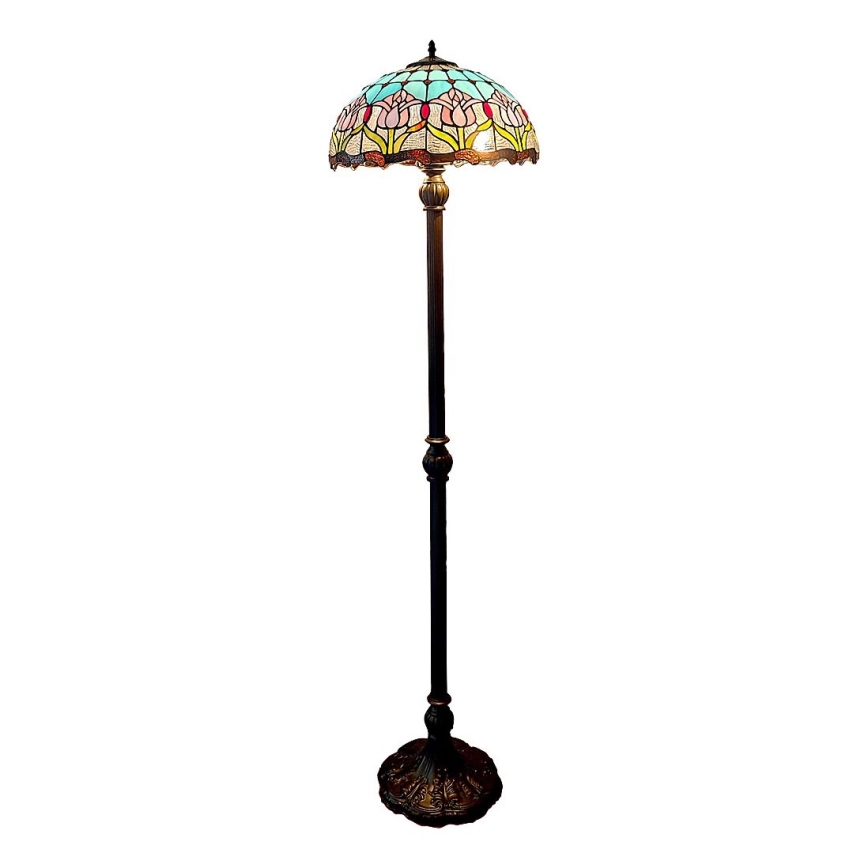 Brilagi - Lampadaire Tiffany en vitrail LORAS 2xE27/60W/230V