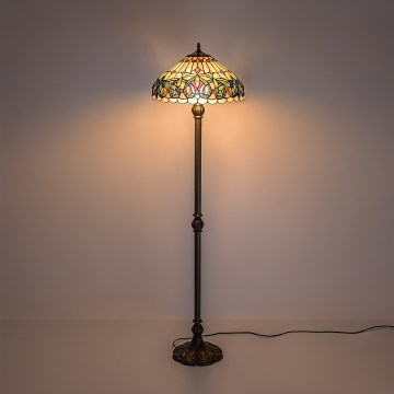 Brilagi - Lampadaire Tiffany en vitrail LUISA 2xE27/60W/230V