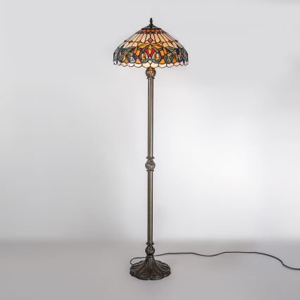 Brilagi - Lampadaire Tiffany en vitrail LUISA 2xE27/60W/230V