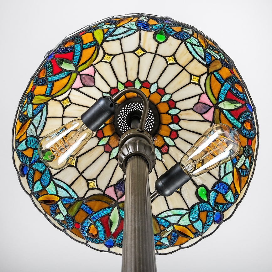 Brilagi - Lampadaire Tiffany en vitrail LUISA 2xE27/60W/230V