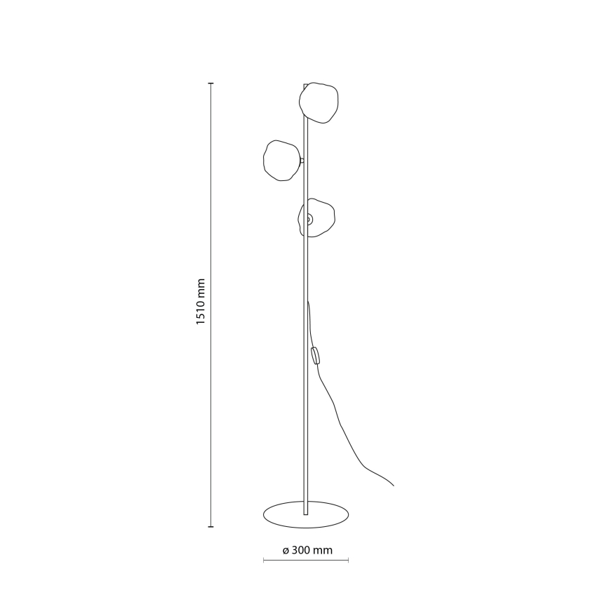Brilagi - Lampadaire VULCANO 3xG9/8W/230V doré/beige fumé