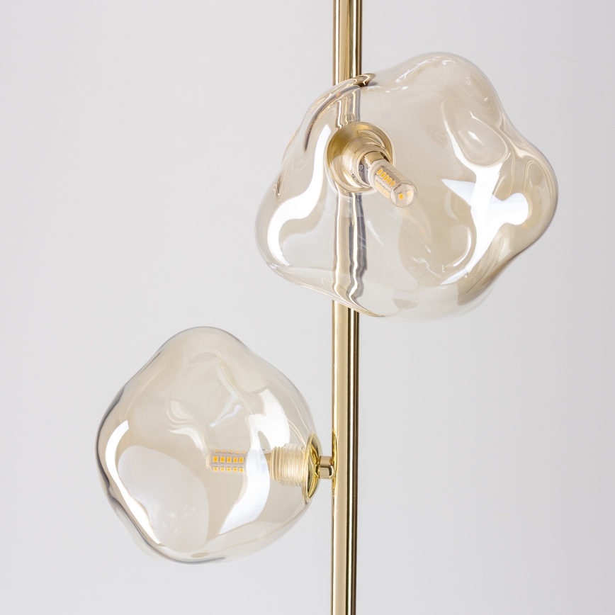 Brilagi - Lampadaire VULCANO 3xG9/8W/230V doré/beige fumé