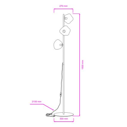 Brilagi - Lampadaire VULCANO 3xG9/8W/230V doré/beige fumé