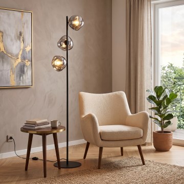 Brilagi - Lampadaire VULCANO 3xG9/8W/230V noir/noir fumé