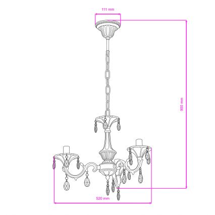 BRILAGI - Lampadario a catena CLASSIC 3xE14/10W/230V crema/patina