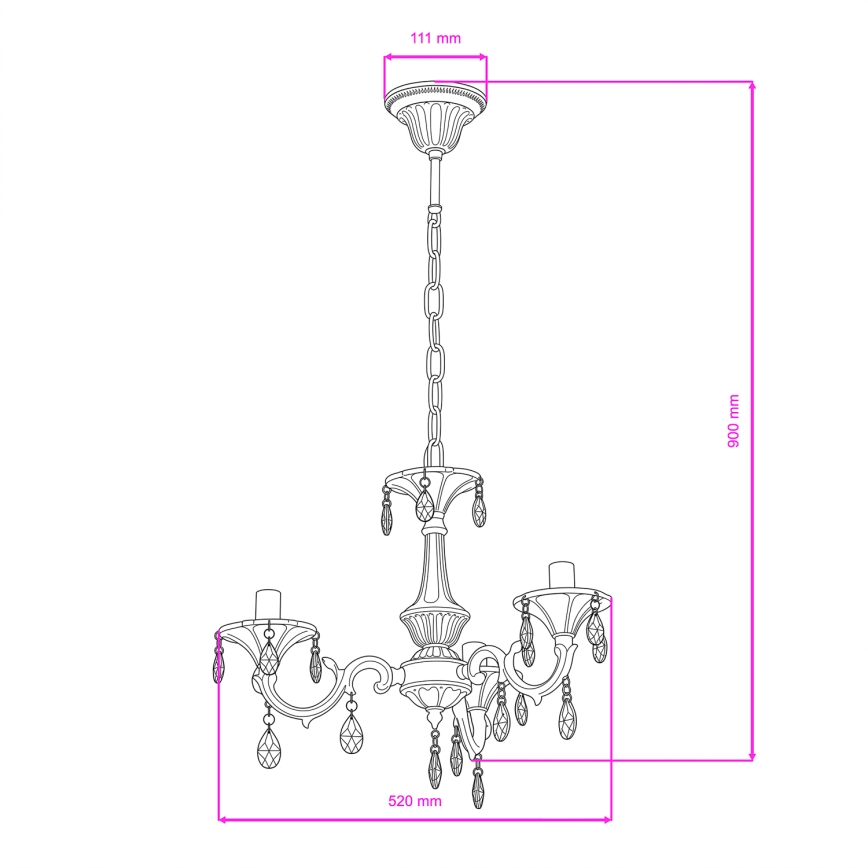 BRILAGI - Lampadario a catena CLASSIC 3xE14/10W/230V crema/patina