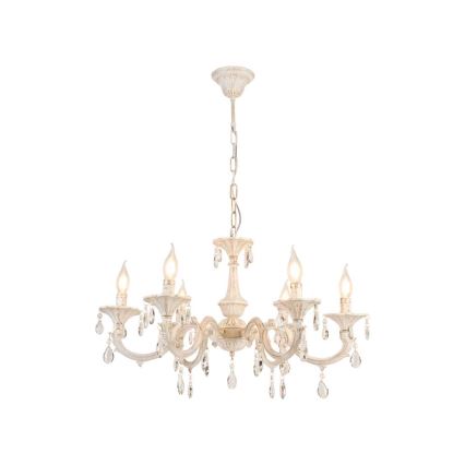 Brilagi - Lampadario a catena CLASSIC 6xE14/10W/230V crema/patina