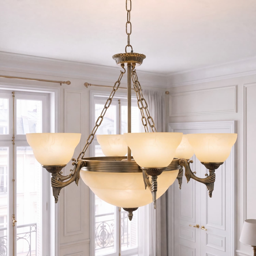 Brilagi - Lampadario a catena DAHLIA 9xE27/40W/230V Ø 74 cm ottone