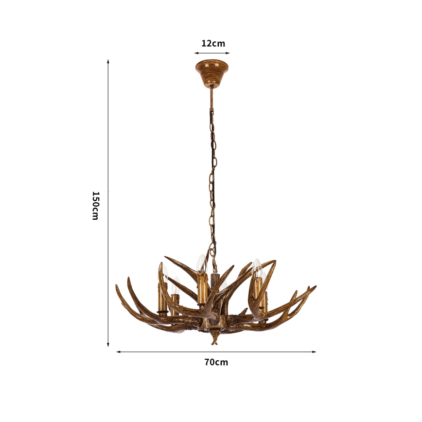 Brilagi - Lampadario a catena DEER 6xE14/10W/230V Ø 70 cm a corna