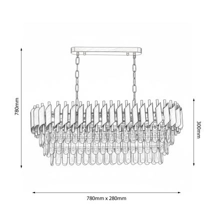 Brilagi - Lampadario a catena ECLIPSE 10xE14/10W/230V 78x28 cm nero/oro