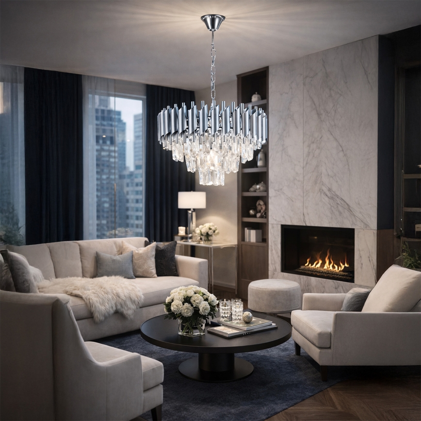 Brilagi - Lampadario a catena ECLIPSE 5xE14/10W/230V Ø 38 cm argento