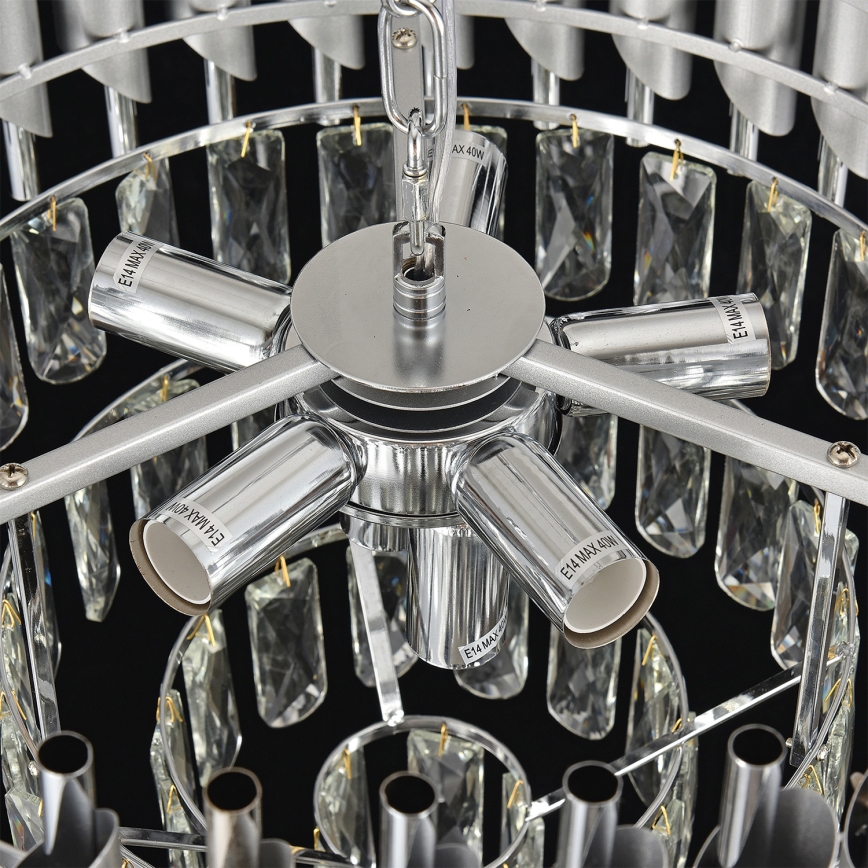 Brilagi - Lampadario a catena ECLIPSE 7xE14/10W/230V Ø 48 cm argento