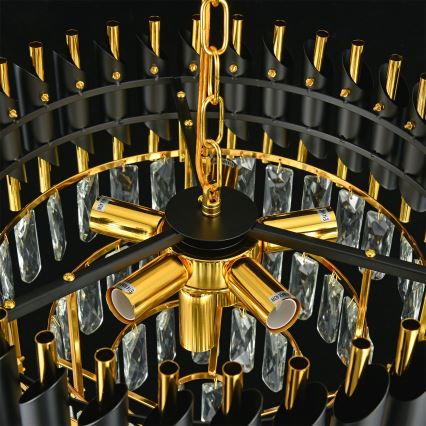 Brilagi - Lampadario a catena ECLIPSE 7xE14/10W/230V Ø 48 cm nero/oro