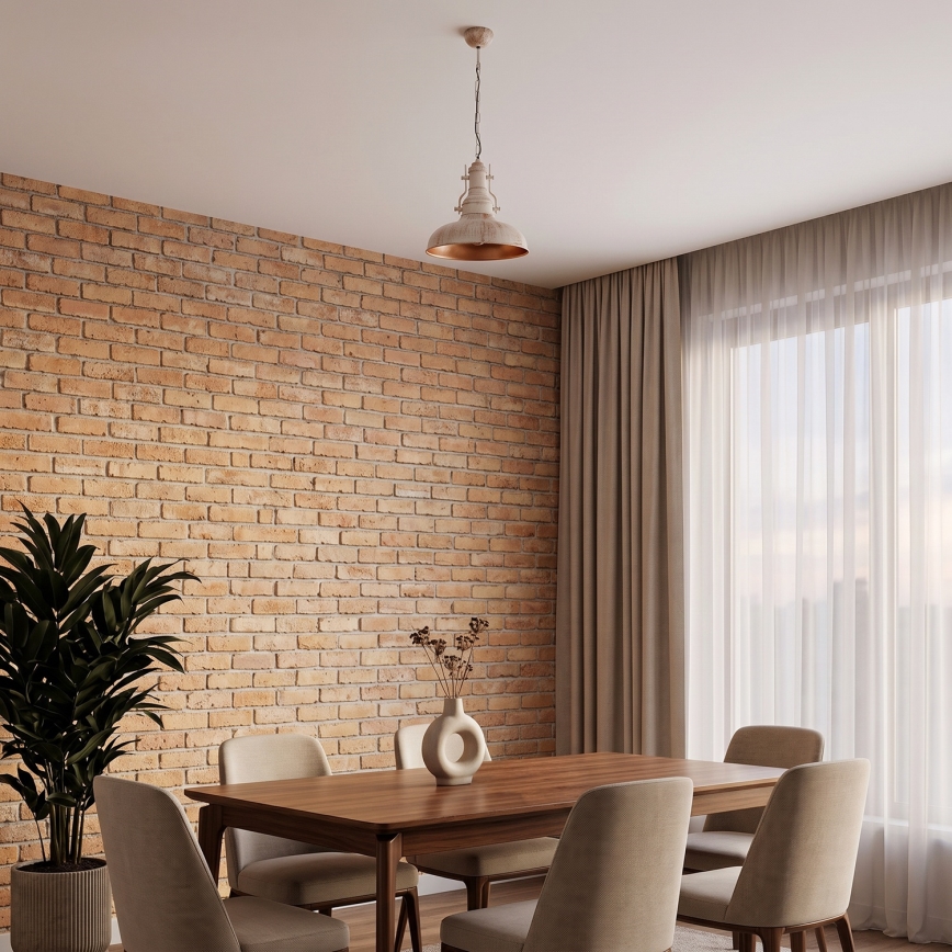 Brilagi - Lampadario a catena PYRONIC 1xE27/40W/230V Ø 32 cm colore crema con patina