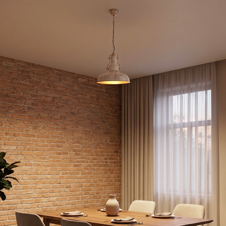 Brilagi - Lampadario a catena PYRONIC 1xE27/40W/230V Ø 32 cm colore crema con patina