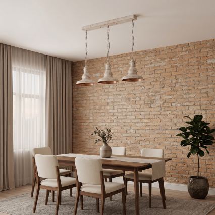 Brilagi - Lampadario a catena PYRONIC 3xE27/40W/230V crema/patina