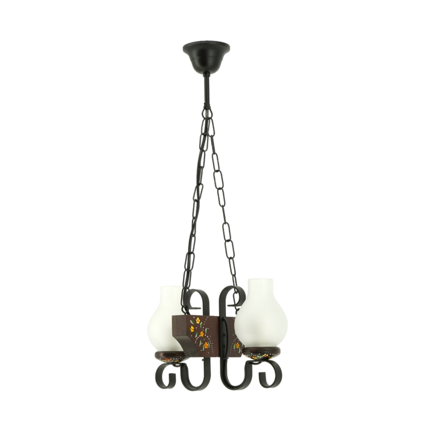 Brilagi - Lampadario a catena QUEEN 2xE14/40W/230V faggio/wengé