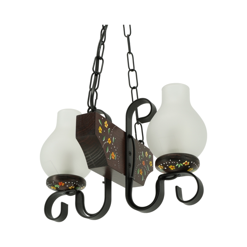 Brilagi - Lampadario a catena QUEEN 2xE14/40W/230V faggio/wengé