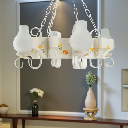 Brilagi - Lampadario a catena QUEEN 4xE14/40W/230V faggio/crema