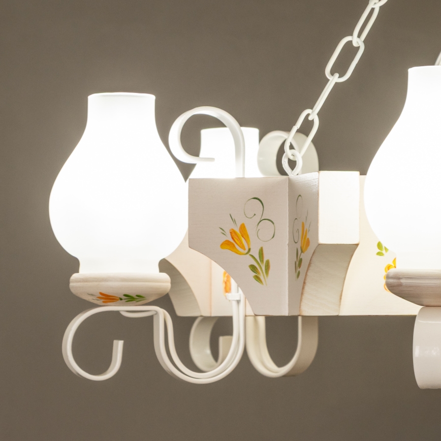 Brilagi - Lampadario a catena QUEEN 6xE14/40W/230V faggio/crema