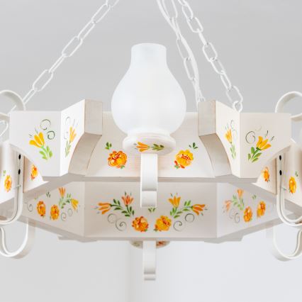 Brilagi - Lampadario a catena QUEEN 6xE14/40W/230V faggio/crema