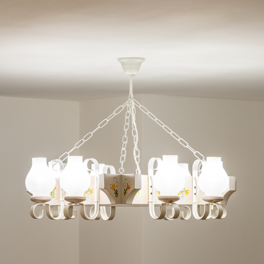 Brilagi - Lampadario a catena QUEEN 8xE14/40W/230V faggio/crema
