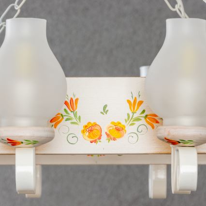 Brilagi - Lampadario a catena QUEEN 8xE14/40W/230V faggio/crema