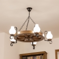 Brilagi - Lampadario a catena ROATA 5xE14/40W/230V Ø 70 cm faggio/noce