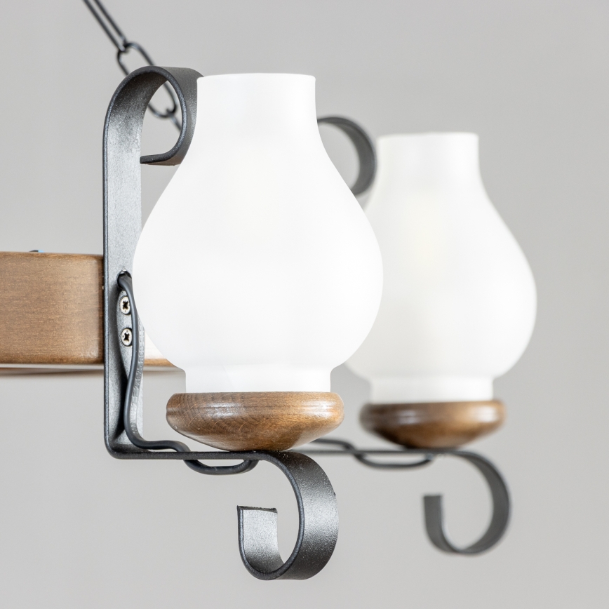 Brilagi - Lampadario a catena ROATA 5xE14/40W/230V Ø 70 cm faggio/noce