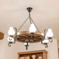 Brilagi - Lampadario a catena ROATA 6xE14/40W/230V Ø 70 cm faggio/noce
