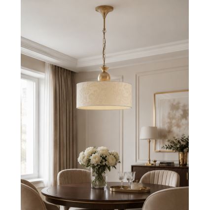 Brilagi - Lampadario a catena SAPHIRE 1xE27/15W/230V crema/oro/patina