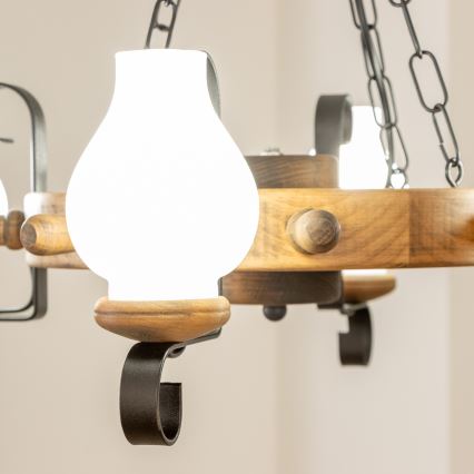 Brilagi - Lampadario a catena TIMONA 4xE14/40W/230V Ø 50 cm faggio