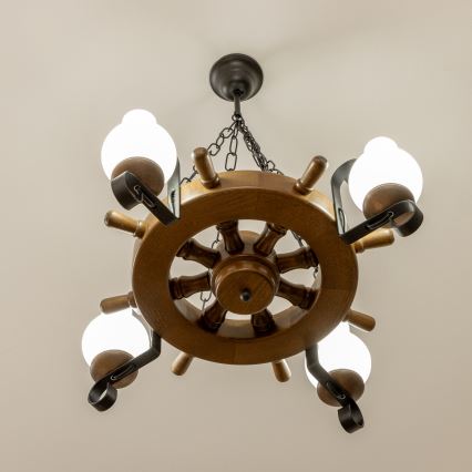 Brilagi - Lampadario a catena TIMONA 4xE14/40W/230V Ø 50 cm faggio/noce
