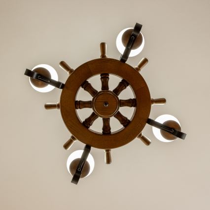 Brilagi - Lampadario a catena TIMONA 4xE14/40W/230V Ø 50 cm faggio/noce