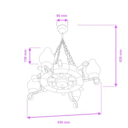 Brilagi - Lampadario a catena TIMONA 4xE14/40W/230V Ø 50 cm faggio/noce