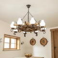 Brilagi - Lampadario a catena TIMONA 8xE14/40W/230V Ø 70 cm faggio/noce