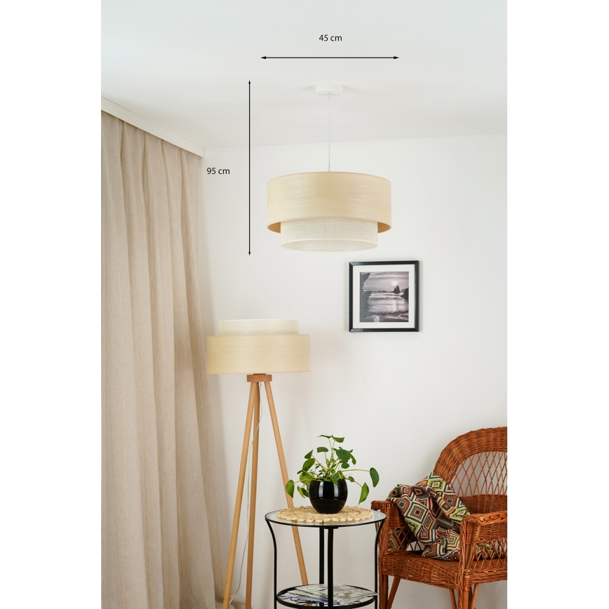 Brilagi - Lampadario a cavo ARIZONA BOHO 1xE27/15W/230V diam. 45 cm beige/bianco