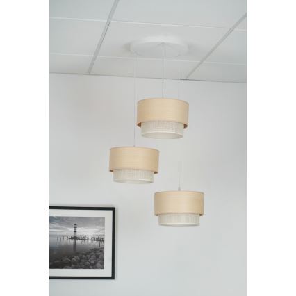 Brilagi - Lampadario a sospensione con cavo ARIZONA BOHO 3xE27/15W/230V beige/bianco