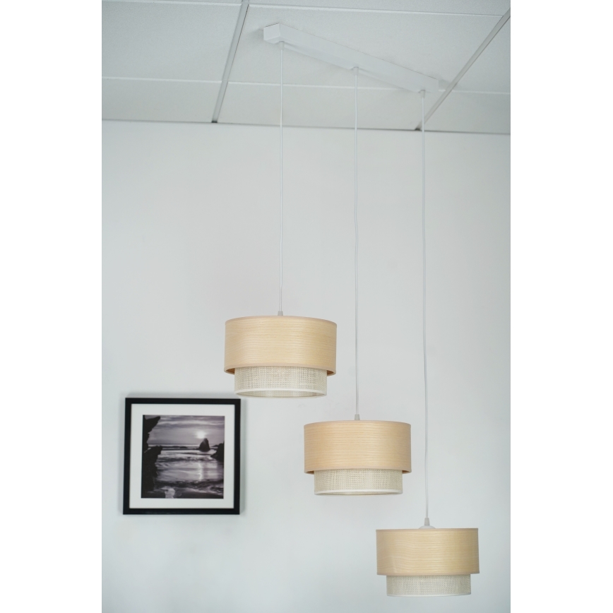Brilagi - Lampadario a sospensione con cavo ARIZONA BOHO 3xE27/15W/230V beige/bianco