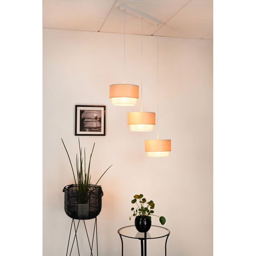 Brilagi - Lampadario a sospensione con cavo ARIZONA BOHO 3xE27/15W/230V beige/bianco