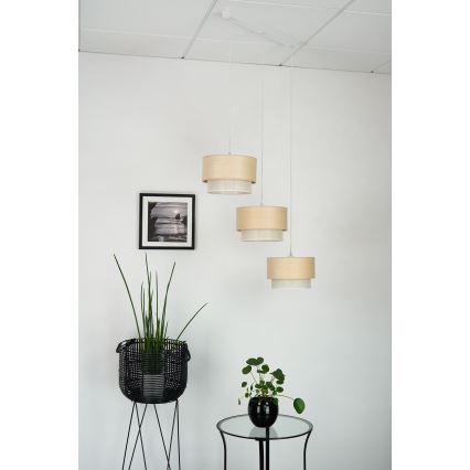 Brilagi - Lampadario a sospensione con cavo ARIZONA BOHO 3xE27/15W/230V beige/bianco