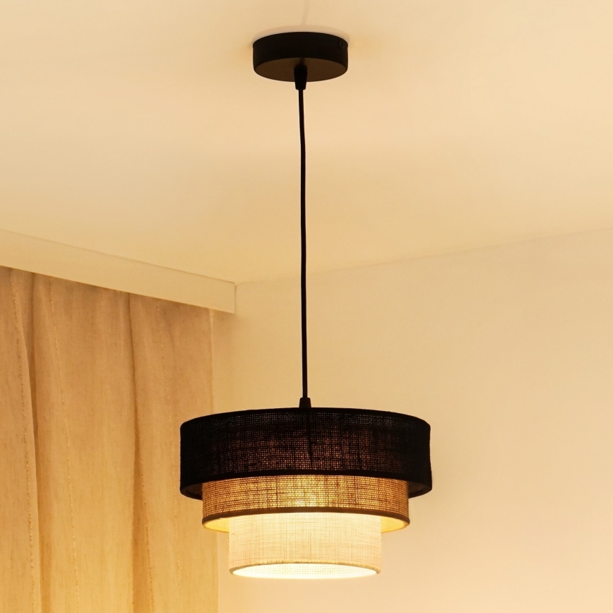 Brilagi - Lampadario a cavo ASPEN LUNETA 1xE27/15W/230V diam. 25 cm nero/beige/crema