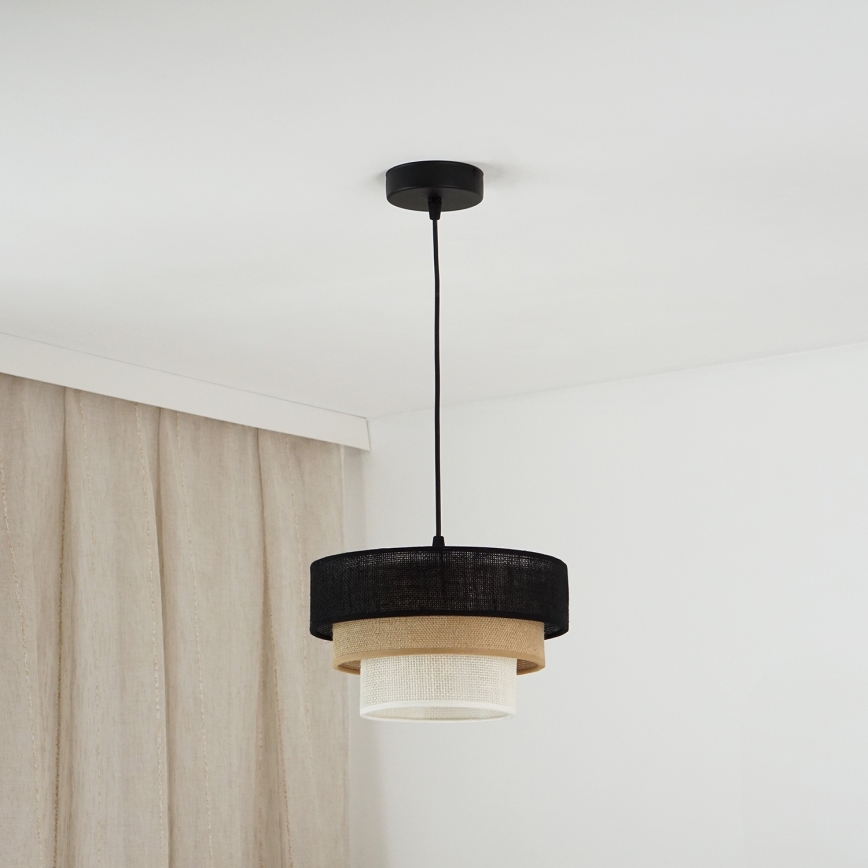 Brilagi - Lampadario a cavo ASPEN LUNETA 1xE27/15W/230V diam. 25 cm nero/beige/crema